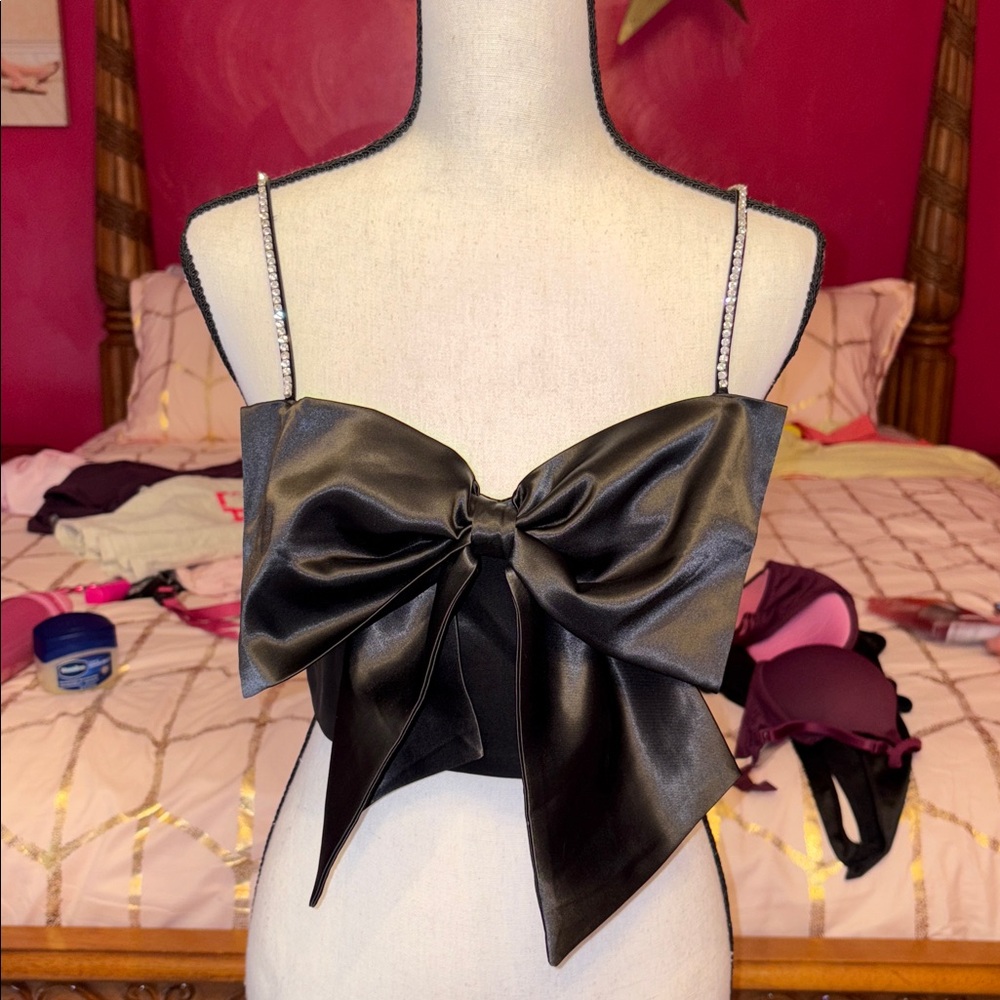 Altar'd State Elegant Black Ruched Top